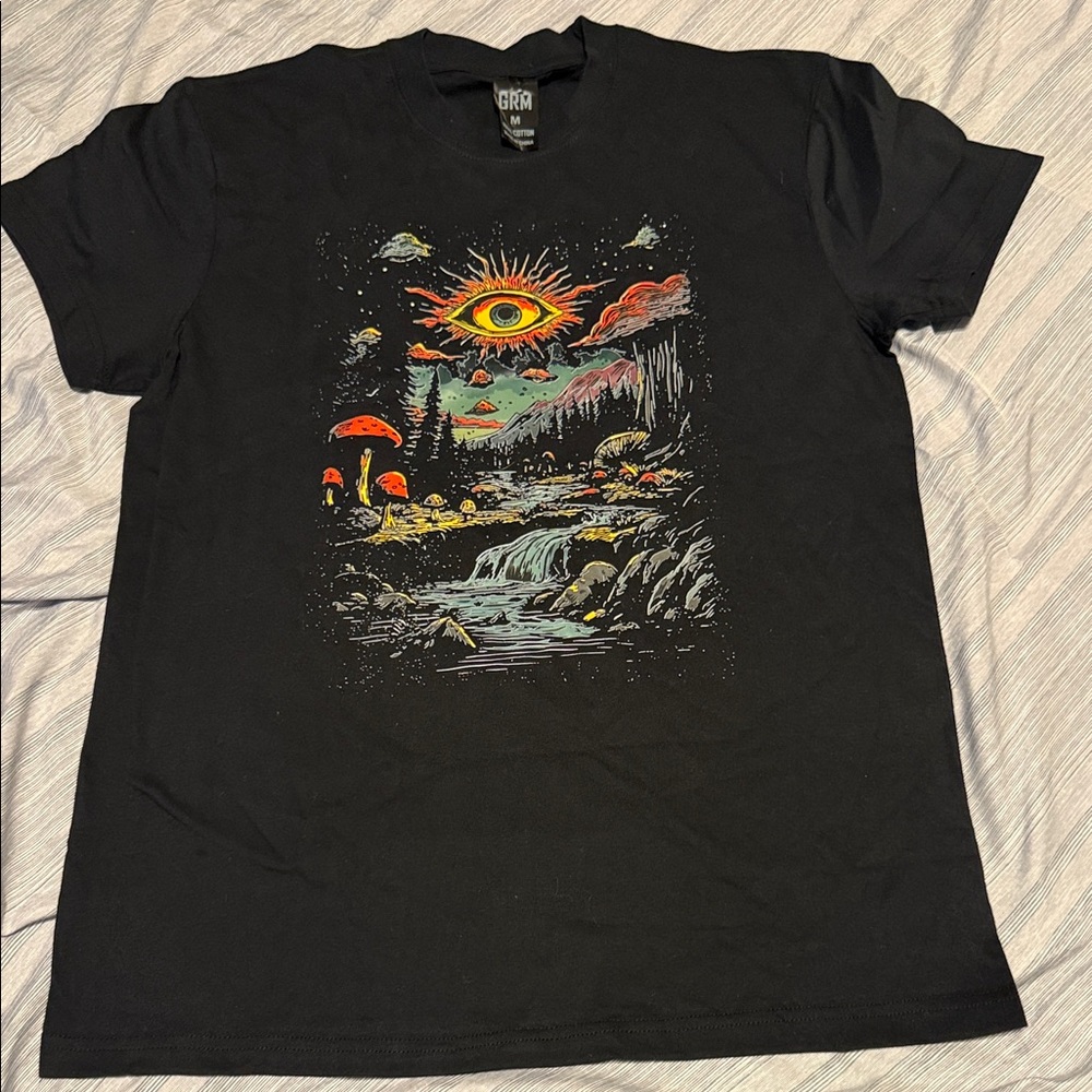 Black Tee with Mystical Eye Graphic